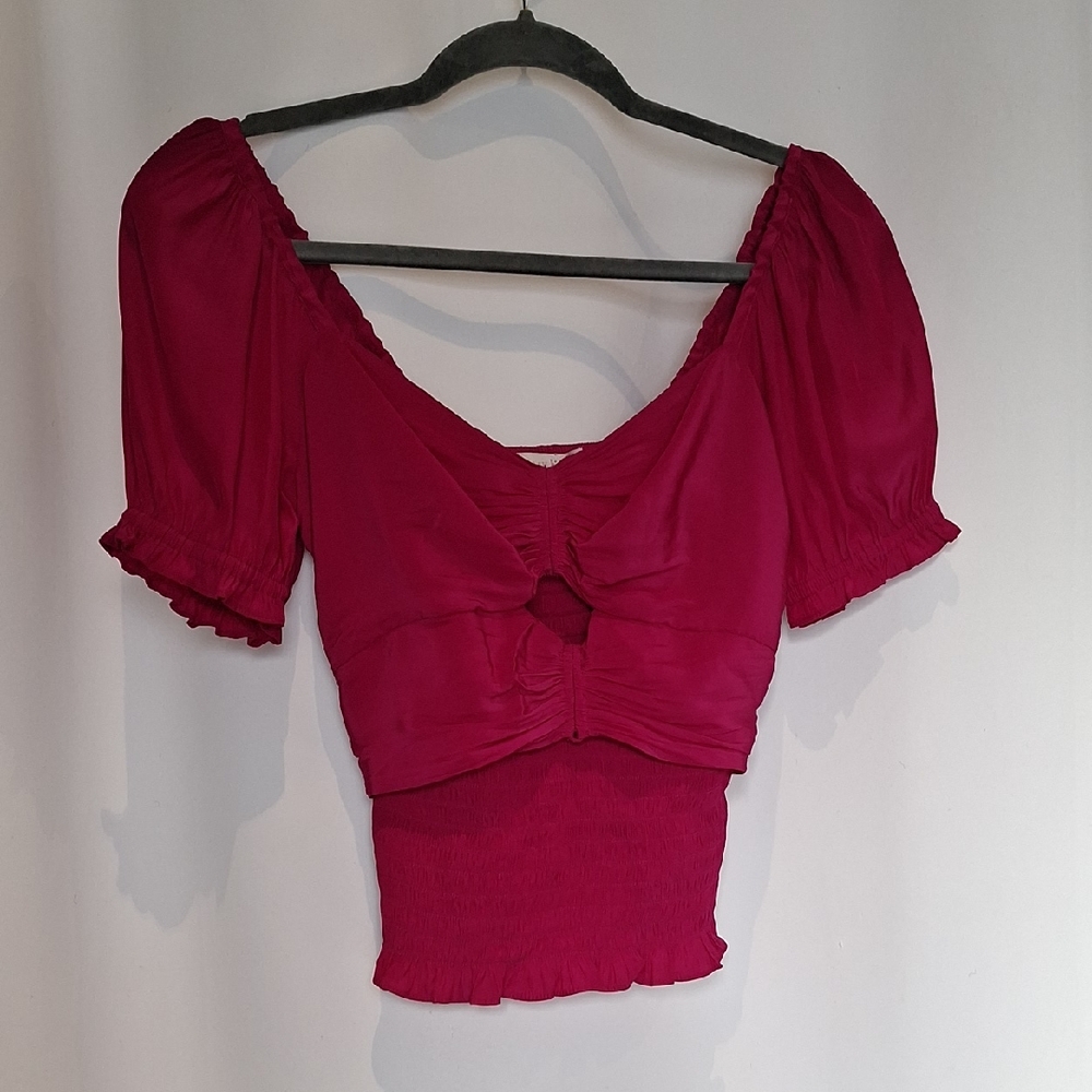 Ramy Brook New York Cranberry Ruched Smocked Women's Top